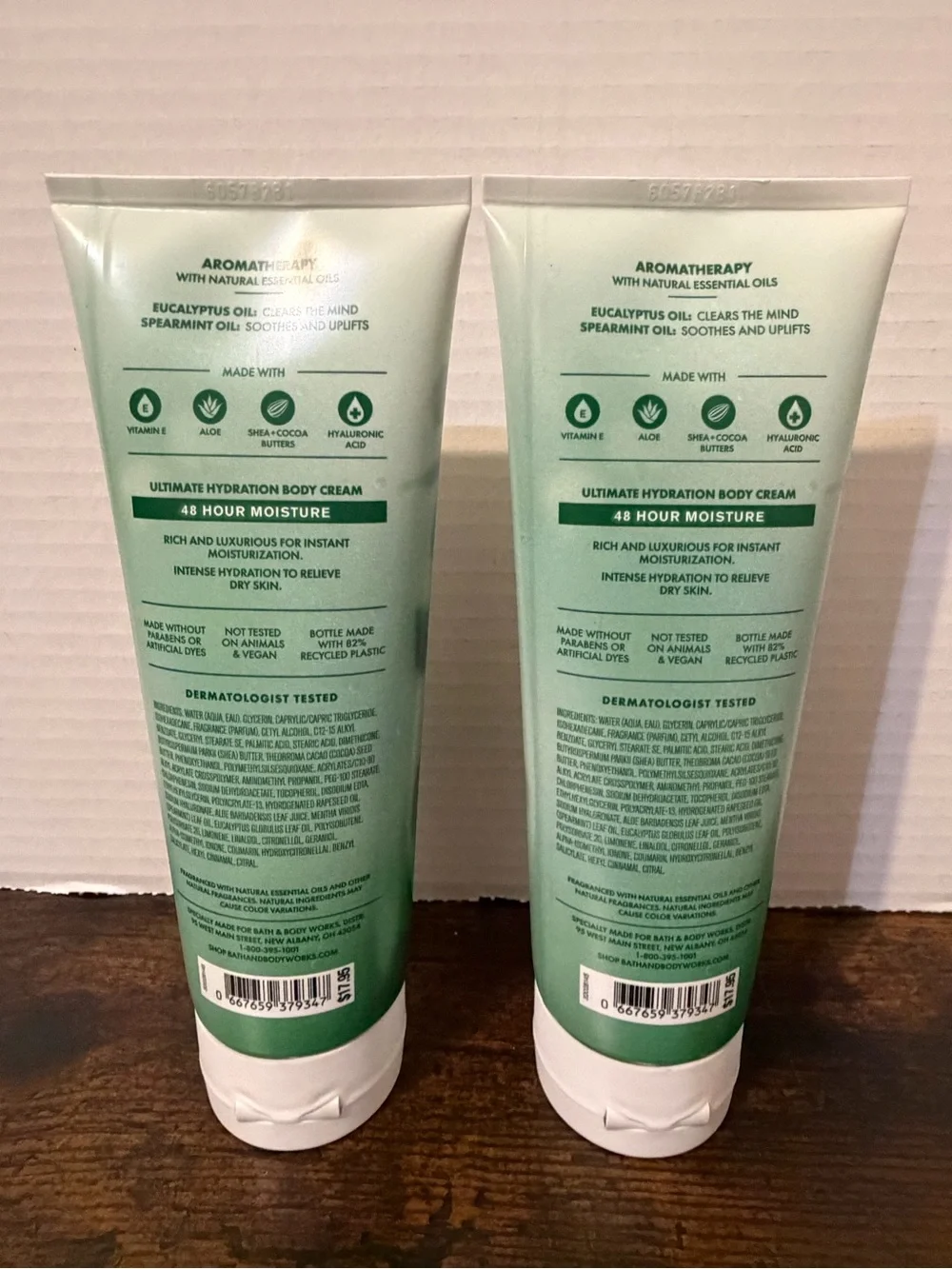 2 Bath & Body Works Stress Relief Eucalyptus + Spearmint Body Creams - Green